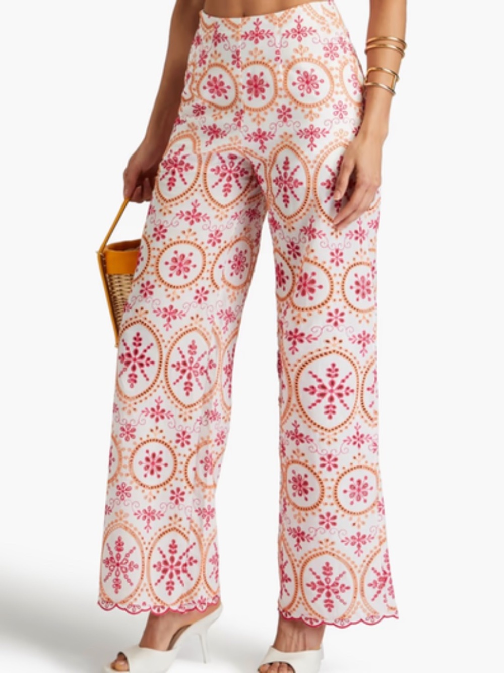 NWT Charo Ruiz Ibiza White Pink Orange Lace Summer Pants